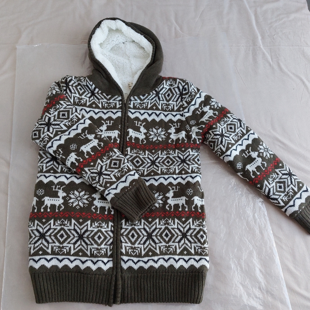 NWOT Women Sherpa Full-zip Hooded Jacket Size M